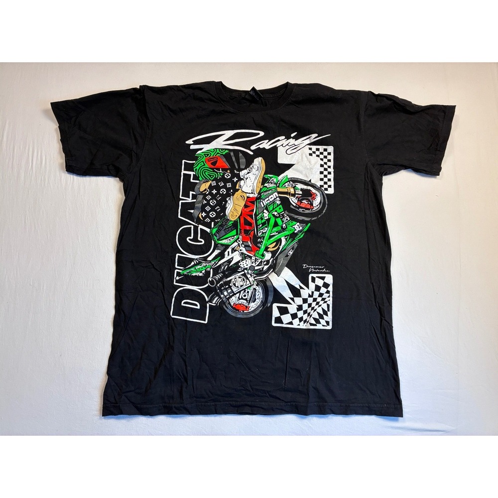 Ducati Racing Motorcycle Graphic T Shirt XL Black Short Sleeve 996 1988
